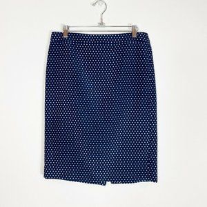 J Crew No. 2 pencil skirt blue white poka dot sz 8